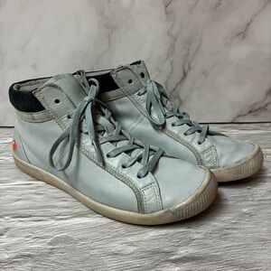 Softinos by Fly London Light Blue High-Top Soft Leather Sneakers